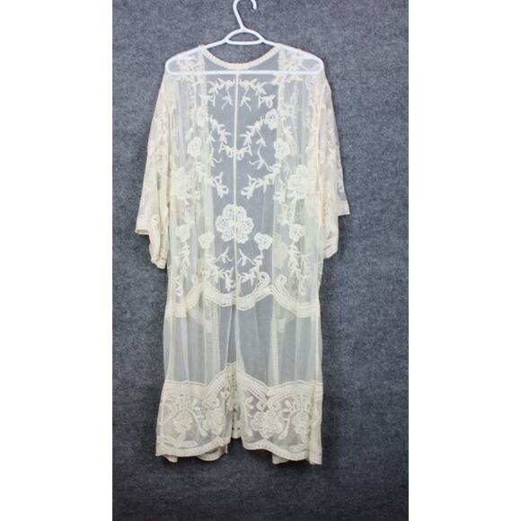Adiva Duster Women's Medium Mesh Lace Crosha Cover-up Layering Boho Western - Picture 6 of 9